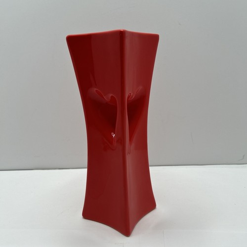 Red ceramic square vase - ceramic,