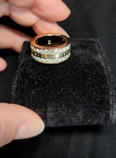 Dyrberg/Kern Noble Ring Inna Ss Crystal Yellow Gold Color With Crystals  Sz II