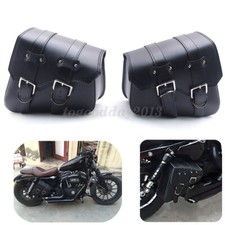 2Pcs Motorcycle Saddle Bags Side Storage For Harley Sportster XL883 XL1200 Black