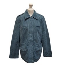 Wardrobe Blue Zipped Suede Leather Collared Jacket Uk Women's Size 16 CC643