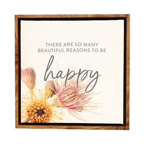 Flourish happy framed canvas - framed,