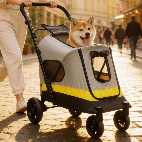 Foldable dog stroller loads - foldable, up
