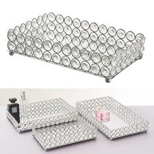 Mirrored Crystal Vanity Tray Ornate Decorative Tray for Perfume, Jewelry, Makeup