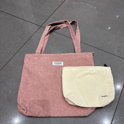 Pink cord tote - cord, with