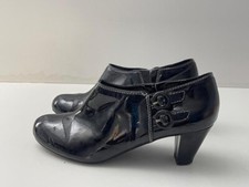 Marks&Spencer Women's Black Patent Leather Ankle Wider Fit Boot UK 6 EUR 39 B136