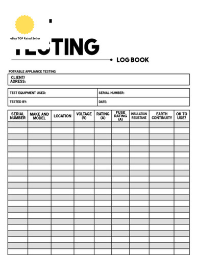 Pat testing log book portable - book:,