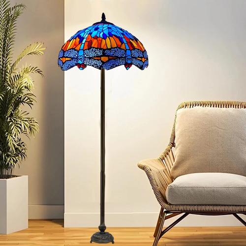 Tiffany floor lamp - floor, dragonfly
