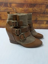 Bertie Ankle Boots Leather Suede Bootie Shoes Buckles Brown Designer Size UK 5