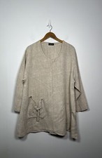 Sarah Santos Large beige linen asymmetric Lagen look top art oversized Luxury