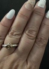 Pandora Ladies Ring Discontinued) Citrine stone 14k gold hoop & Diamond size O/P