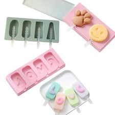 Silicone Ice Lolly Mould with Wooden Sticks Frozen Dessert Maker Popsicle Mould