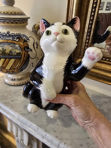 Large tuxedo cat figurine - large,