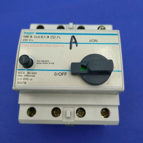 Hager 100 amp 100ma rcd - 100ma, (0.1a)