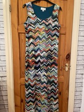 RONNI NICOLE SLEEVELESS MULTICOLOURED LINED STRETCH LONG DRESS UK 18