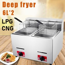 LPG Natural Gas Commercial 6L Single/Double Tank Gas Fryer Catering Frying Tool