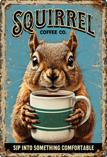 Squirrel Coffee Co Metal Sign, Squirrel Plaque, Coffee Sign