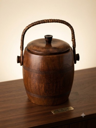 Vintage wooden biscuit barrel - wooden,