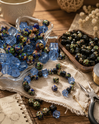 Cloisonne beads lot - beads, blue