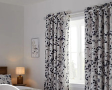 NEXT NEUTRAL BLOSSOM FLORAL Blackout W 117DROP 137cm Eyelet PAIR Curtains