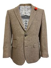 Mens Tweed Jacket Oatmeal Wool Peaky Blinders Blazer Wedding Hunting Shooting