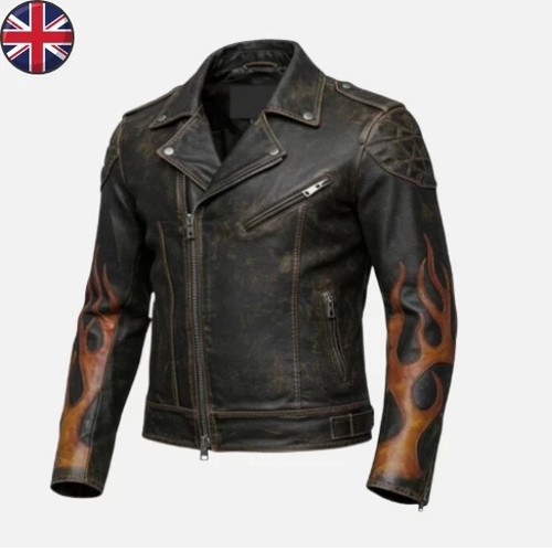 Men distressed black leather - men's,