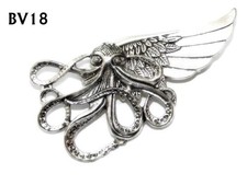 steampunk pin brooch badge octopus flying wing kraken silver pirate #BV18