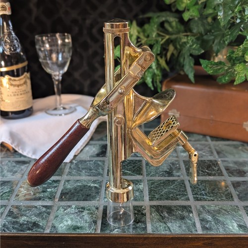 Vintage brass table mount wine - table,