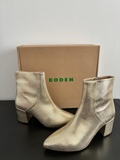 Boden Gold Leather Block Heel
