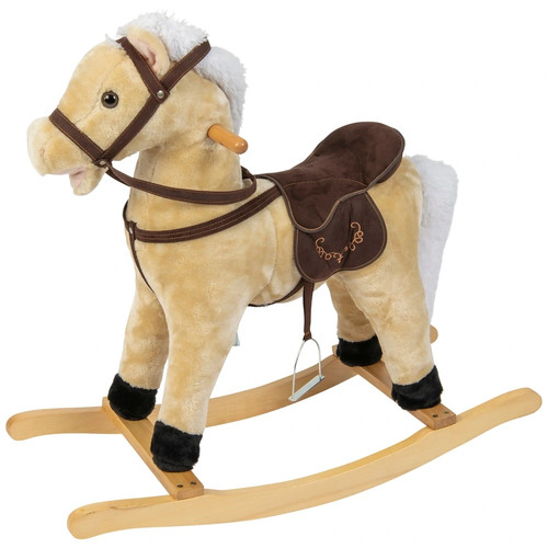 Beige wooden rocking - wooden,