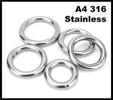Round O Rings - A4 316 Marine Grade Stainless Steel - Welded Polished M3 - M16