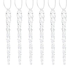 Christmas Tree Decoration 6 Pack Clear Glass Twisted Icicles