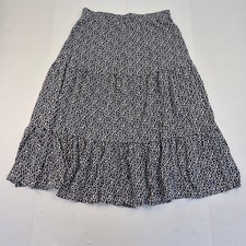 SEASALT CORNWALL Line Strokes Skirt 12 Navy Women's Organic Cotton Midi Petite