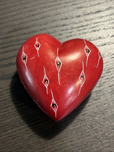 Hand carved soapstone heart - hand,