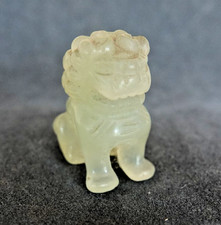 Vintage Jade Foo Dog Fu Lion Hand-Carved Green Stone 4cm Tall