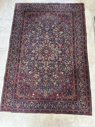 Vintage keshan floral rug hand - keshan,