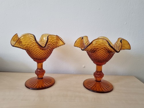 Vintage amber glass compote
