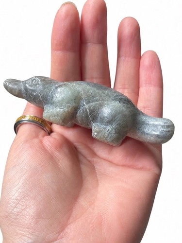 Labradorite platypus carving - labradorite,