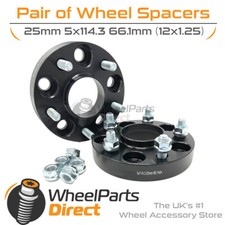 Bolt-On Wheel Spacers (2) 5x114.3 66.1 25mm for Nissan Presage [Mk1] 98-03