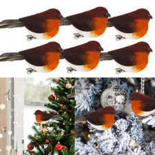 6/12x Clip On Christmas Robins