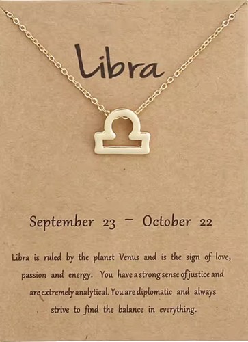Zodiac libra necklace gold - libra,