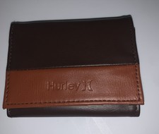 Hurley Wallet Trifold Minimalist Mens One Size BrownTextured Colorblock Logo