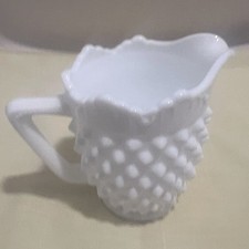 Vtg MCM Fenton Hobnail White