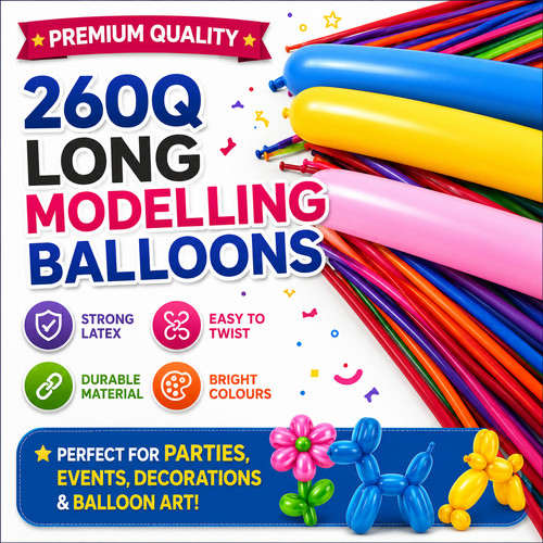 100 long plain balloons - 100,