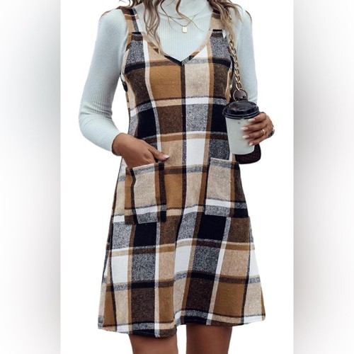 Plaid sleeveless dress - plaid, with