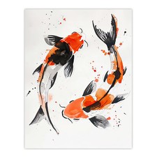 Two Japanese Koi Carp Fish