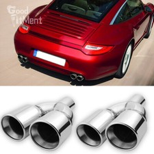 2x 2.5" In 3.5'' Out 9.5'' Length Dual Exhaust Pipe Tips Weld On For Porsche 911