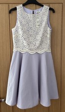 River Island Milly Miami Fit & Flare Lace Front Dress Size 8 BNWT Lilac RRP £40