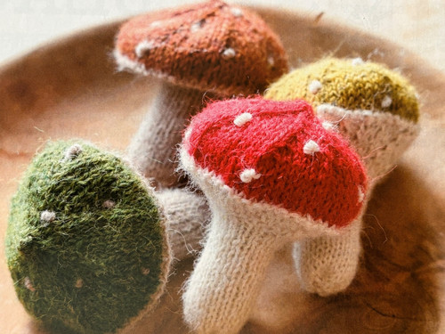 Rustic knitted toadstools - rustic,