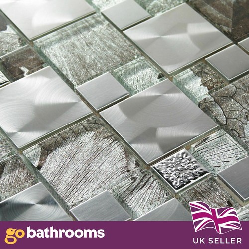 Silver grey mosaic tile - grey, 1m²