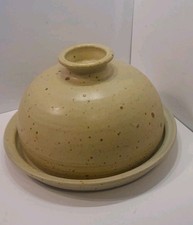  Winchcombe Pottery cheese dome and  Plate In mottled Stone Finish 5"×9"